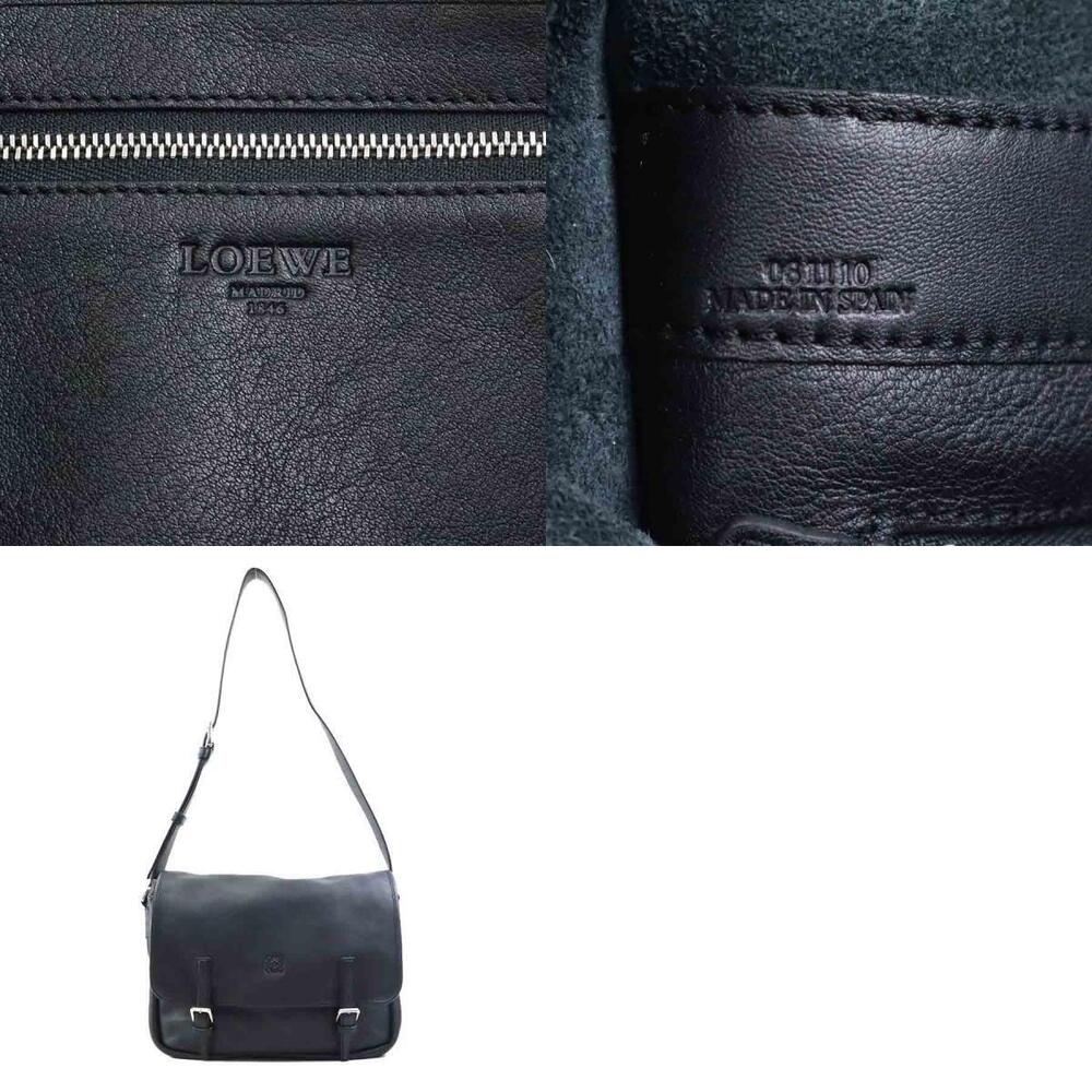 Loewe Black Leather Silver Shoulder Bag Crossbody Anagram Black Silver - Picture 5 of 5
